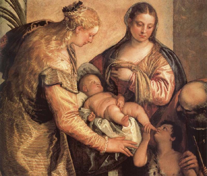 Paolo Veronese The Sacred one Famililia with Holy Barbara and the young one San Juan the Baptist one Spain oil painting art
